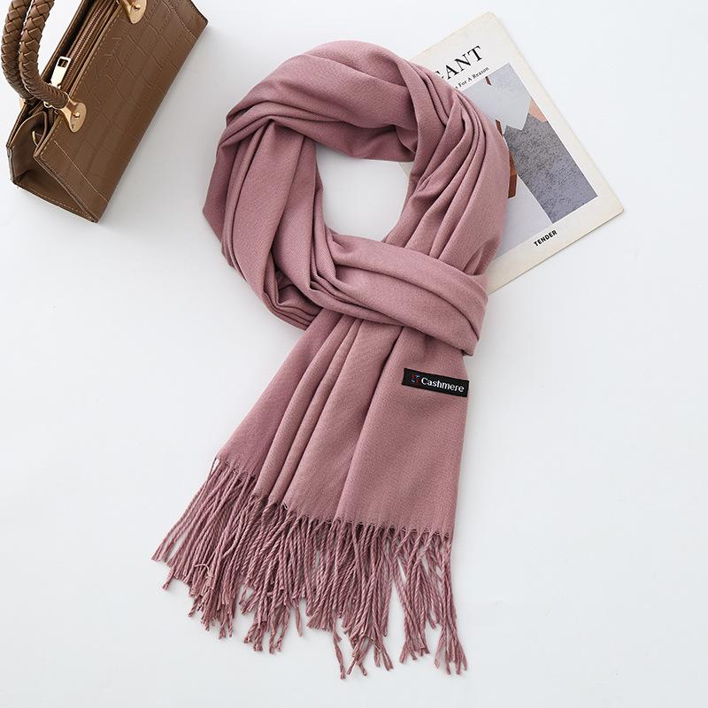 Cotton Solid Color Scarf for Women Winter Warm Wool Cashmere Scarf Autumn and Winter Women's Shawl Scarf Korean Style Atmosphere