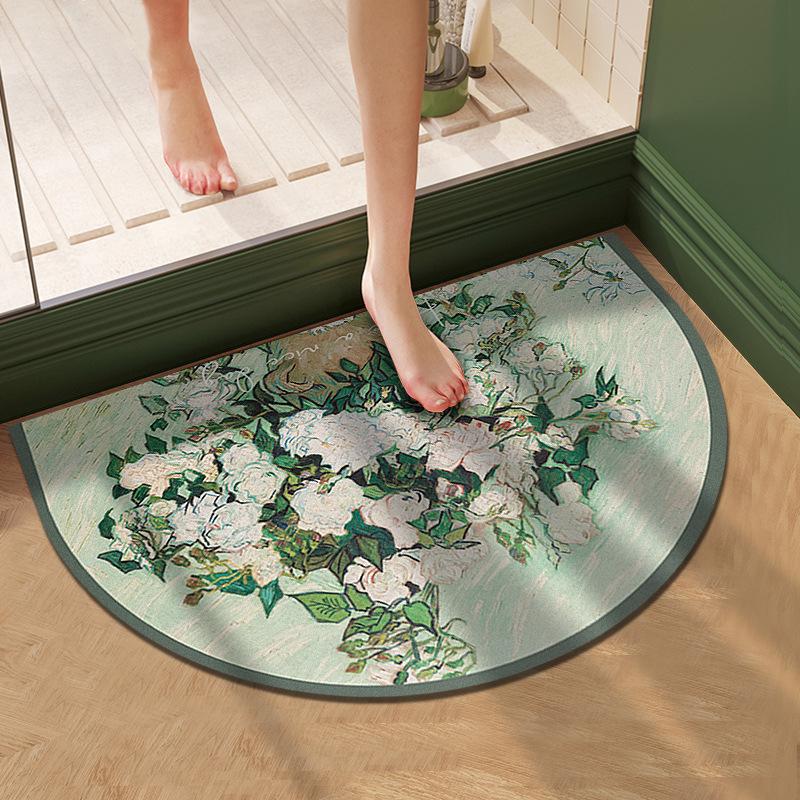 Oil Painting Bathroom Foot Mat Anti-slip Absorbent Carpet Bathroom Foot Mat Toilet Entrance Diatom Mud Cushion