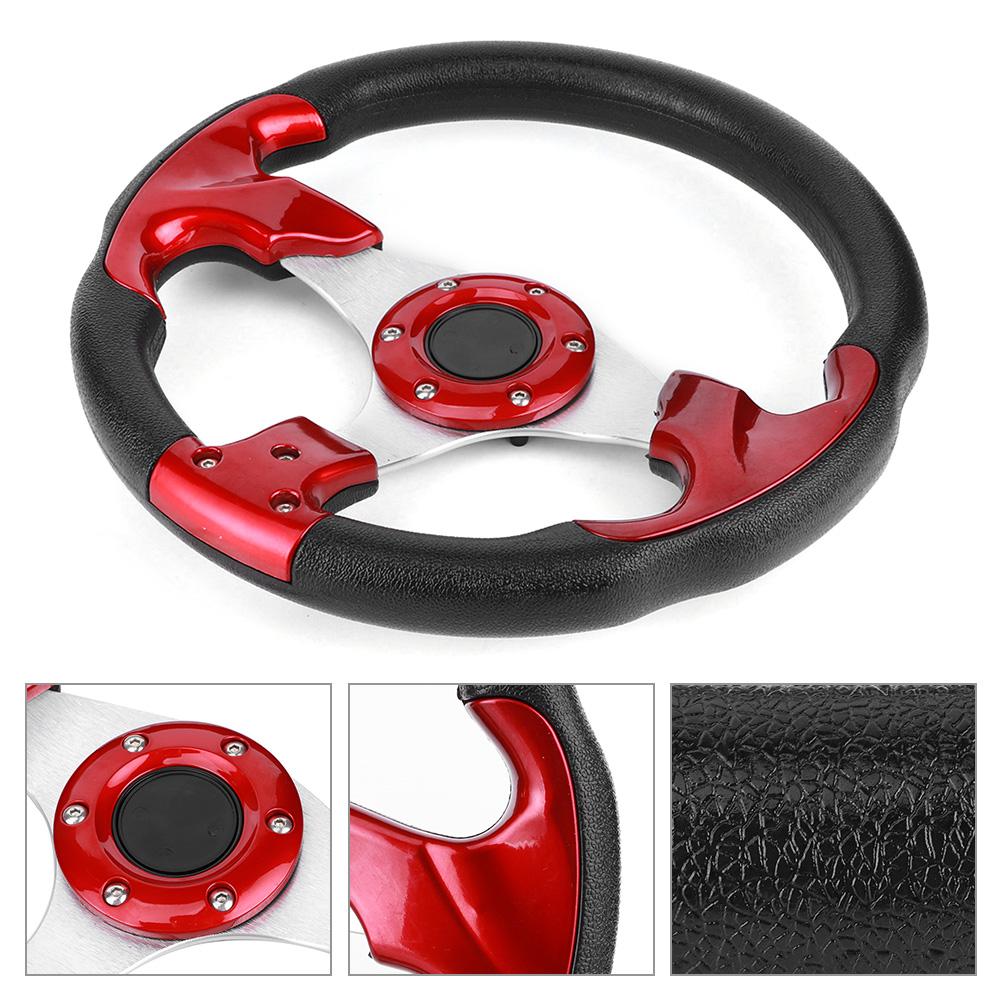 320mm 12.5in Racing Car Steering Wheel with Horn Button PVC Red Color Universal Modified Part