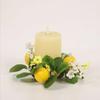 2pcs Lemon Flower Wreath Candle Ring Artificial Leaves Spring Green Garland Pillar Candle Wedding Party Table Centerpiece Decor