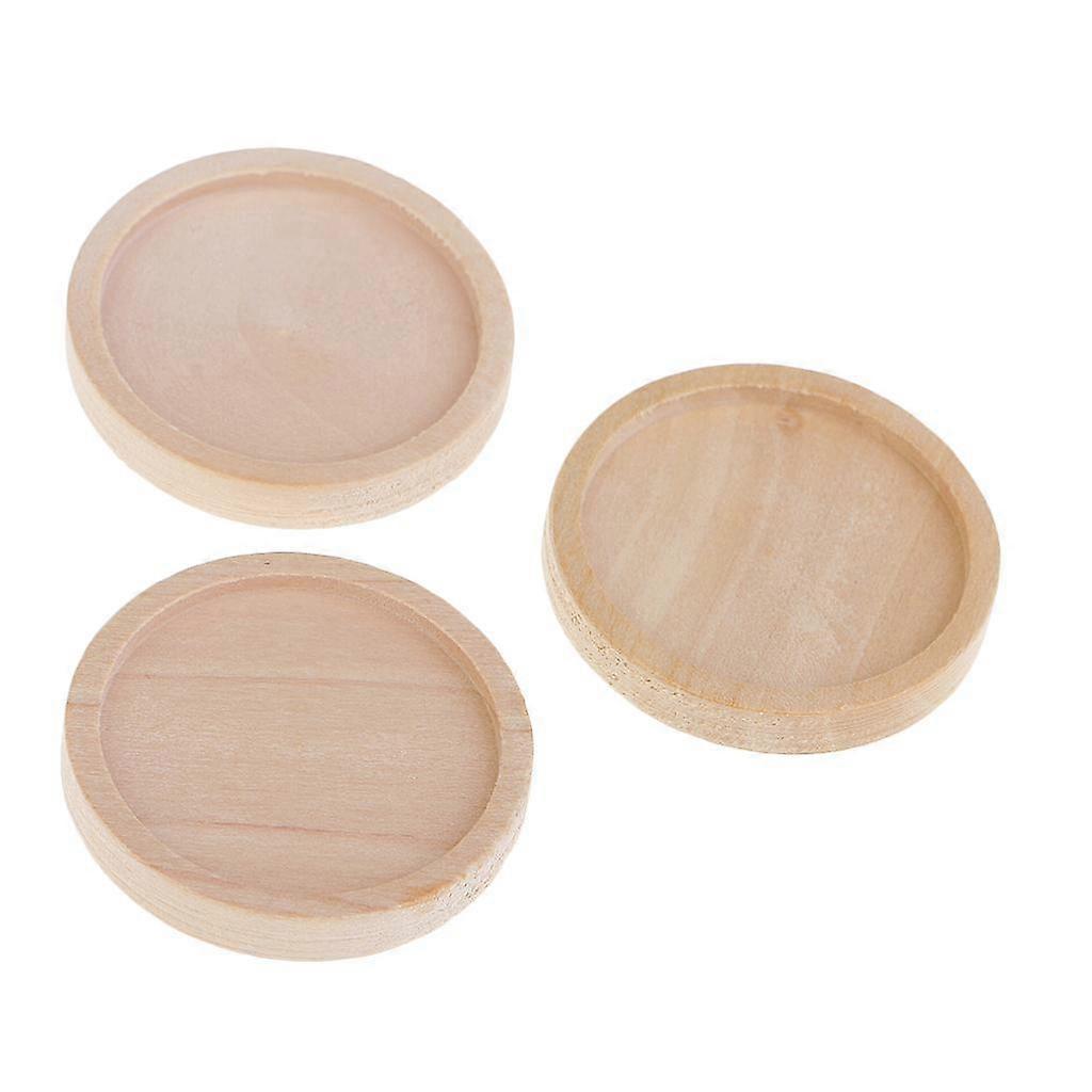 3x10 Pcs Stone Base Support Blank Round Setting Base Charm Cabochon Wood - 25 mm