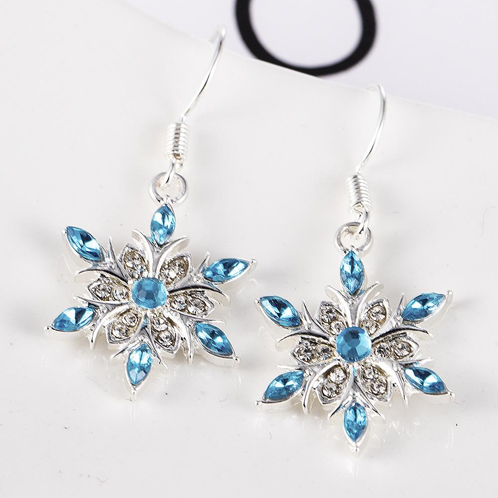 Luxury Rhinestone Snowflake Drop Earrings For Women Elegant Long Tassel Pearl Flower Earring New Year Birthday Jewelry Gifts