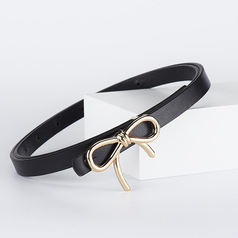 

Простой ремень с пряжкой-бантом, декор для джинсов, пояс из искусственной кожи, декор для платья, ремни на талию, тонкие пояса, аксессуары для одежды, подарки чёрный
