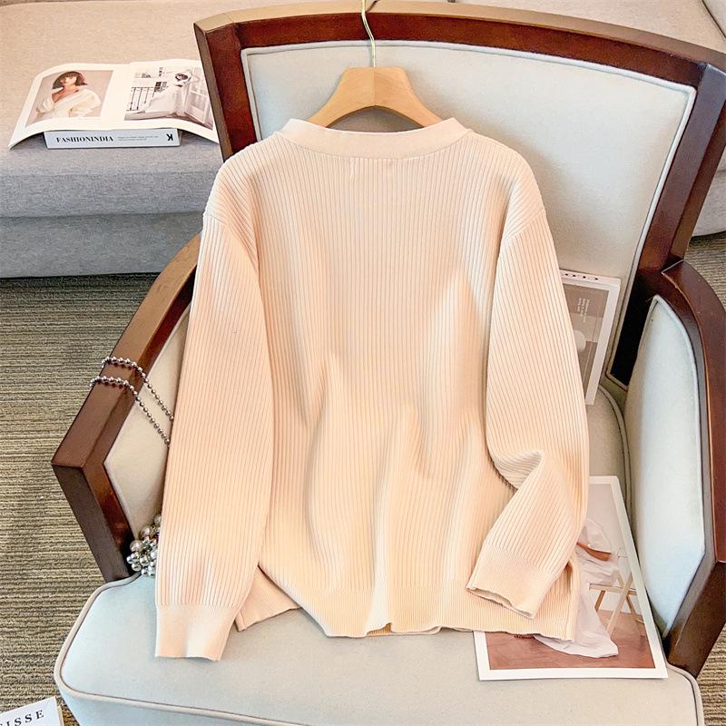 Plus Size Women's Loose Thick Knit Cardigan Sweater, Bust 150/160, 200/300 Jin - Style 8053