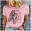 Unisex 100% Polyester Summer Top Just a Girl Who Loves Horses Print Loose Round Neck Short Sleeve Fashion for Lovers