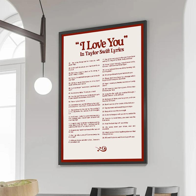 I Love You In Taylor-Swifts Lyrics Way Posters Retro Singer Music Quotes Canvas Painting and Picture Bedroom Wall Art Home Decor