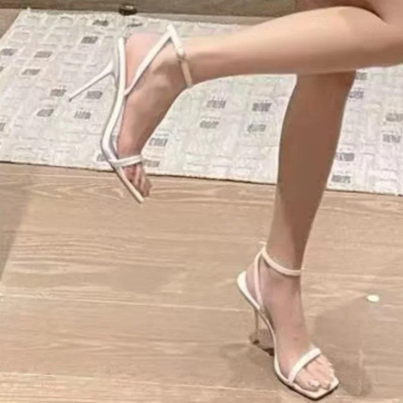 Fashion Fashion Shoes for Women Buckle Strap Solid Women's Sandals Peep Toe Thin Heels Super High Pump Women Square Toe Heeled Sandals