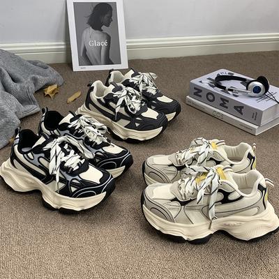 New Internet Celebrity Super Fire Fried Street Little Women's Shoes Casual 2024 Thick-soled Heightening Sports Shoes Show Feet Dad Shoes Women
