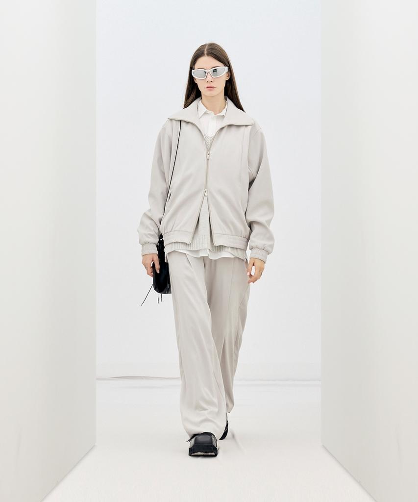Ironyporno Whiteline 86-Iro255 Curved Blouson Jacket Light Grey