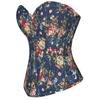 Retro palace blue floral shapewear for women with beautiful body and waist ties