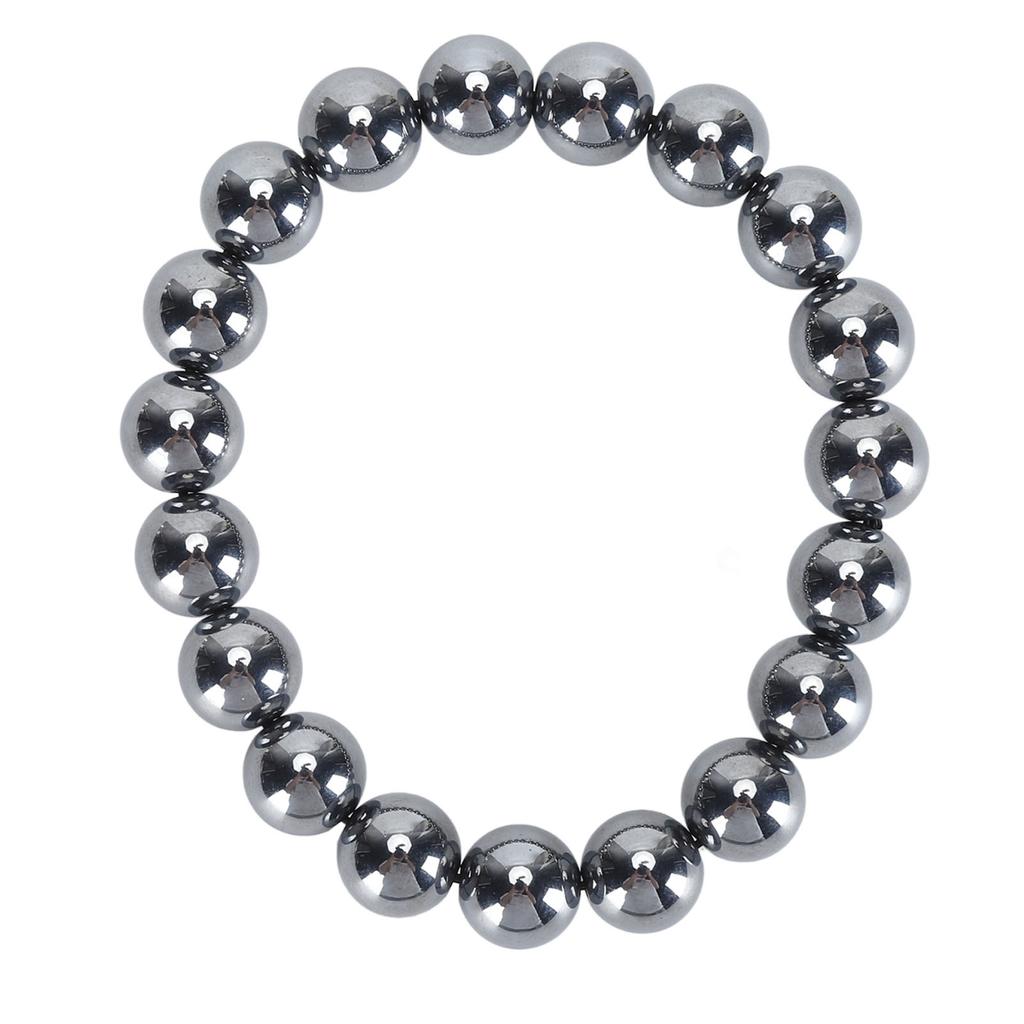 Terahertz Bracelet with Elastic Rope Terahertz Healing Stone Beads Power Energy Stone Bracelet for Men Women 12mm