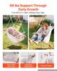 Baby Swing 30 kg Weight Capacity 3 Modes Canvas Hammock Swing White, for Indoor and Outdoor, 5-Point Harness and Tree Straps, Wooden Hanging Seat with