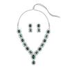 PEARLS Green Stones & Dazzling Austrian Diamonds Embellished Necklace & Earring Set For Women