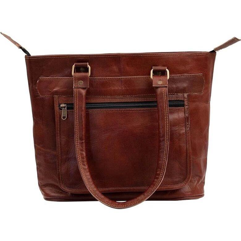 Vintage Genuine Leather Tote Bag Handbag Shopper Purse Shoulder Bags Women