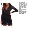 Rochie de seară cu mânecă lungă Femei Paiete Strălucitoare Rochie de petrecere Decolteu adânc Corset Mini Accesorizată Toamnă Iarnă Cocktail Gală pentru Bal Club Strâmtă