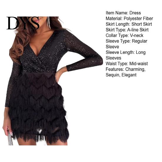 Rochie de seară cu mânecă lungă Femei Paiete Strălucitoare Rochie de petrecere Decolteu adânc Corset Mini Accesorizată Toamnă Iarnă Cocktail Gală pentru Bal Club Strâmtă