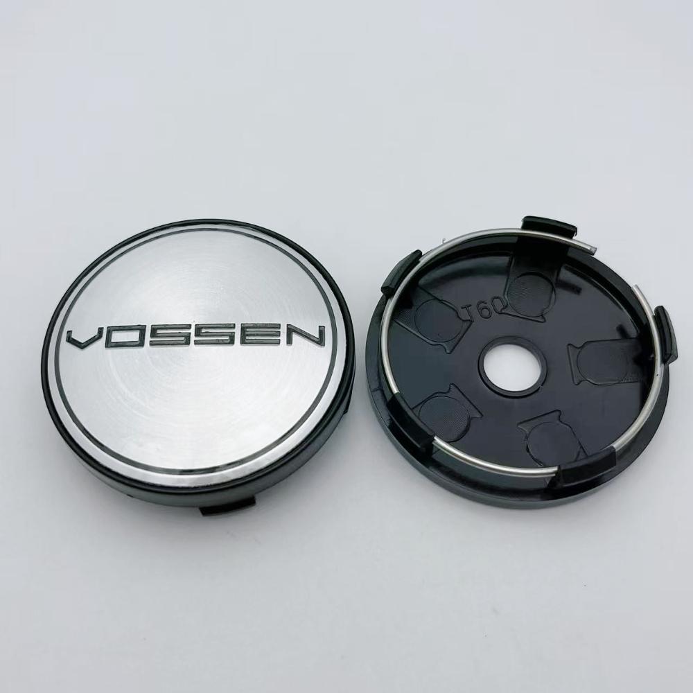 4pcs 60MM ( 56MM I.D ) Vossen Logo Emblem Car Wheel Center Caps Auto Rim Centre Cover Wheel Hubcaps Car Accessories Black/Silver