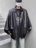 Men's Trendy PU Leather Motorcycle Jacket – Spring/Autumn, High-End Look, Handsome Casual Loose Fit, Lapel Design.