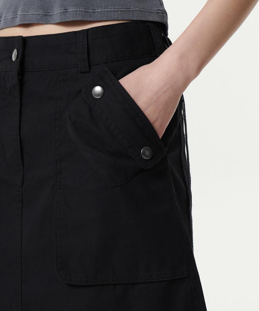 Musinsa Standard Woman Women'S Cargo Knee-Length Skirt [Black]