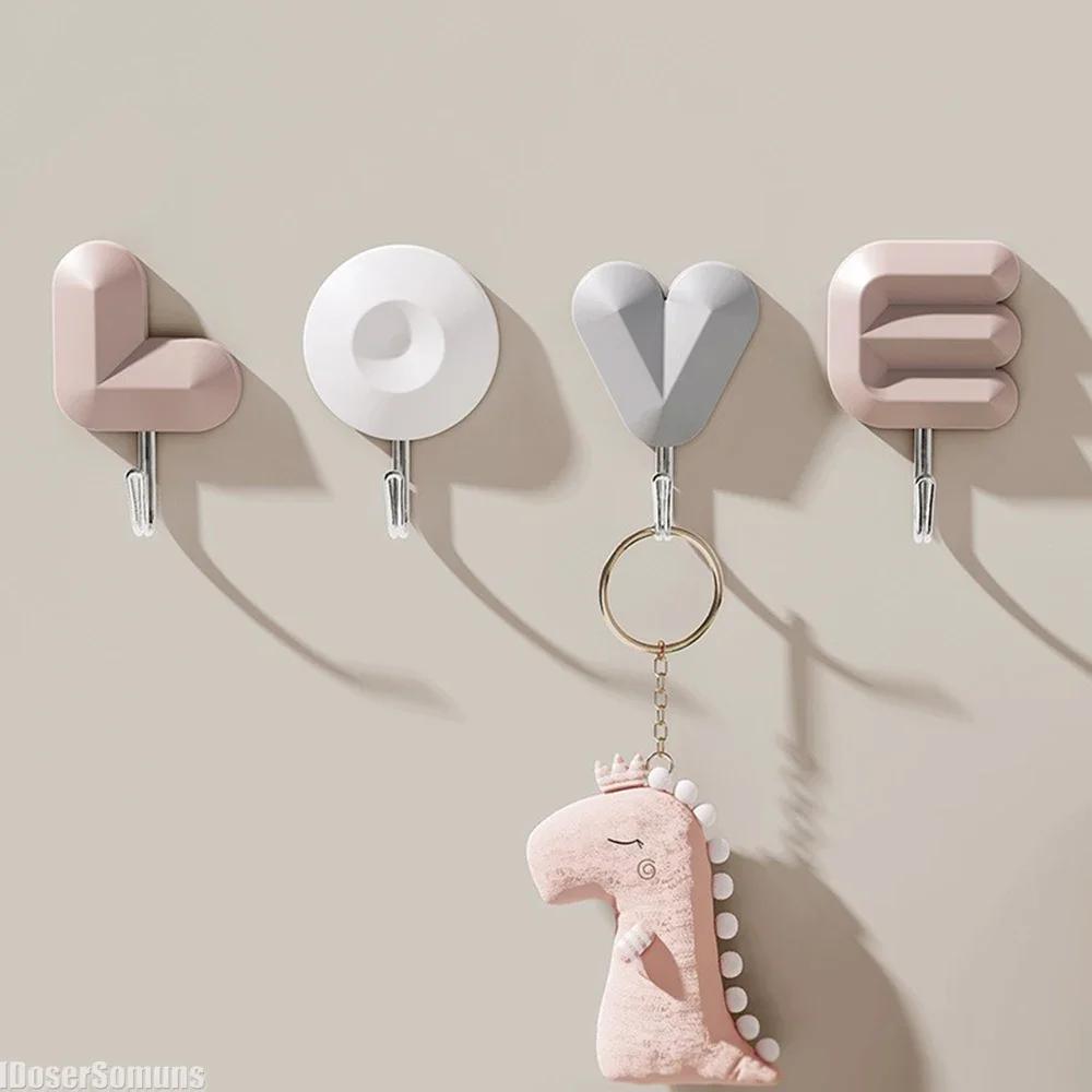 

Shape Creative New Love Door Coat Hook Wall Hanging Porch Key Storage Wall Shelf Living Room Bedroom Luxury Wall Decoration Hook белый
