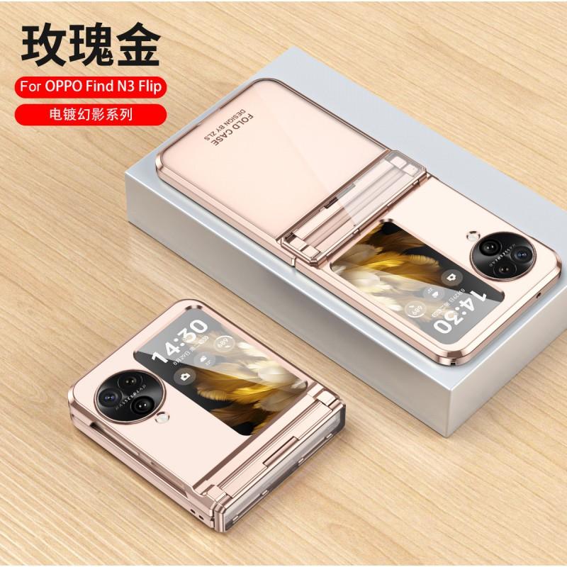 OPPO Find N3 Flip Phone Case Full Cover Transparent Electroplated Hinge Shockproof PC Shell With Magnetic Adsorption