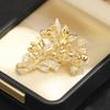 Elegant and exquisite full of zircon gold Longdu flower brooch temperament niche high-end bouquet pin coat accessories