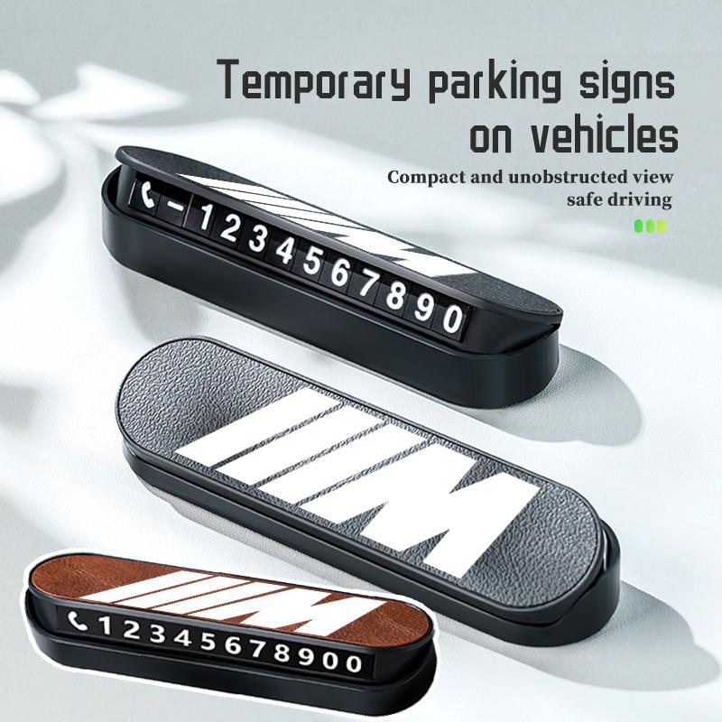 Suede Car Phone Number Plate Temporary Parking Card Stop Sign For BMW Performance M E87 E30 E46 E28 F35 G20 E93 F20 X3 X CJOZW1