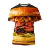 Kids O Neck T Shirt 3D Burger Food Pattern Vivid Unique Design For Outdoor Play Picnic Gathering Park Trips Summer Casual Daily Outfits