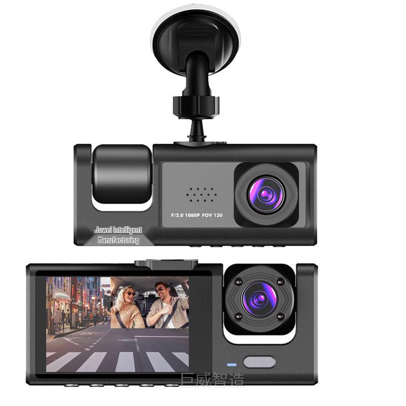 

3-об єктивний відеореєстратор для автомобіля 2 дюйми з HD 1080P нічним баченням та WiFi: Захоплює види спереду, зсередини та ззаду