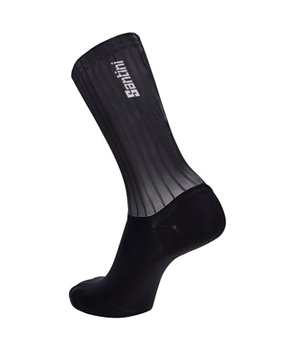 Santini MADSS Breathable Cycling Socks with Silicone Grippers, Unisex, Black (Sizes M-L) SP660TTMADSS [Authentic]