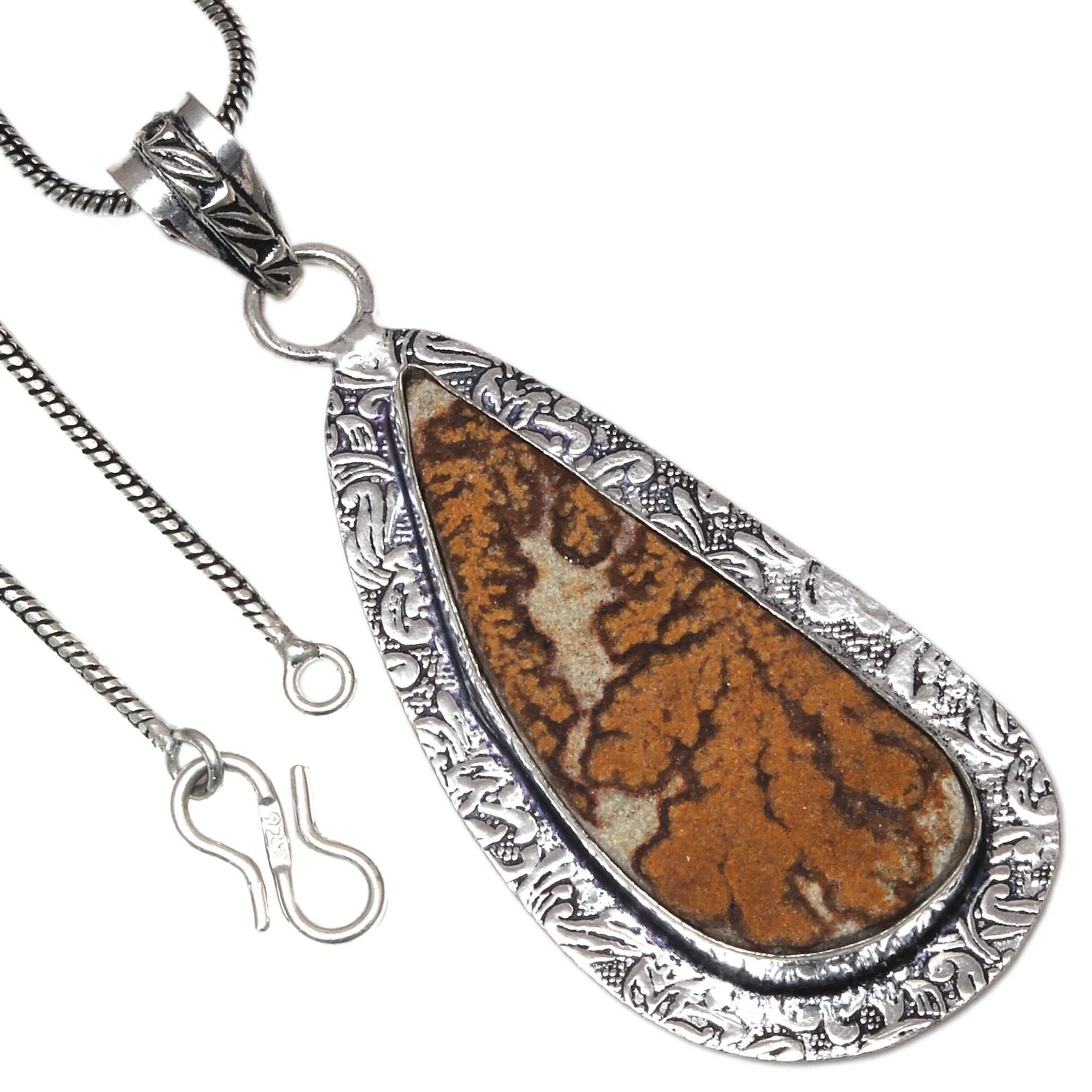 

Pendant Dendritic Drusy Gemstone Valentine Day Ethnic Silver Jewelry 2.25