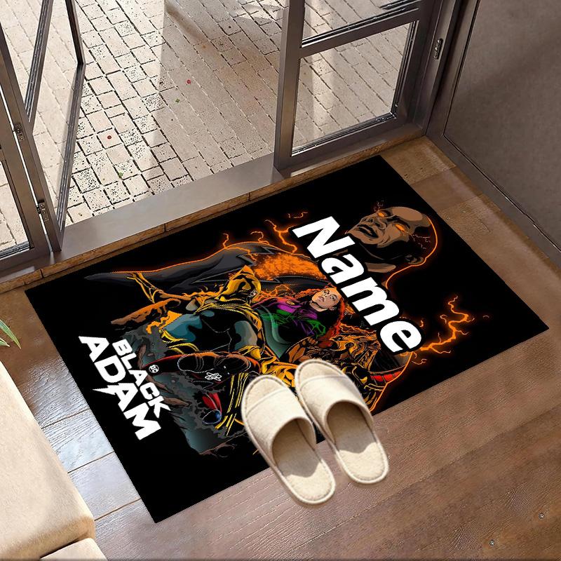 Custom Name Personalized Black Adam Print Carpet, Versatile Home Decor Rug, for Playroom, Apartment, Balcony, Entryway, Hallway Gift