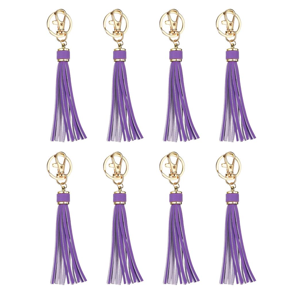 8pcs PU Leather Tassels PU Tassels with Key Rings Tassel Curtain Bag Tassel for Jewelry Making Phone Straps Handbag DIY Crafts
