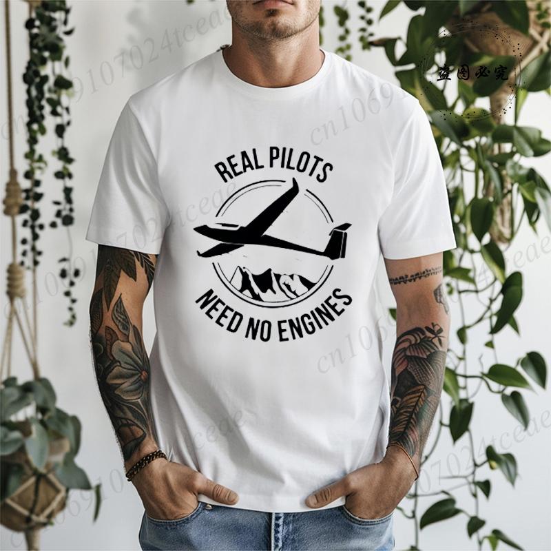 

Summer T-Shirts Harajuku Casual Tees Real Pilots Need No Engines Sailplane or Glider T-shirt Fashion Short Sleeve Male T Shirts 5XL різнокольоровий