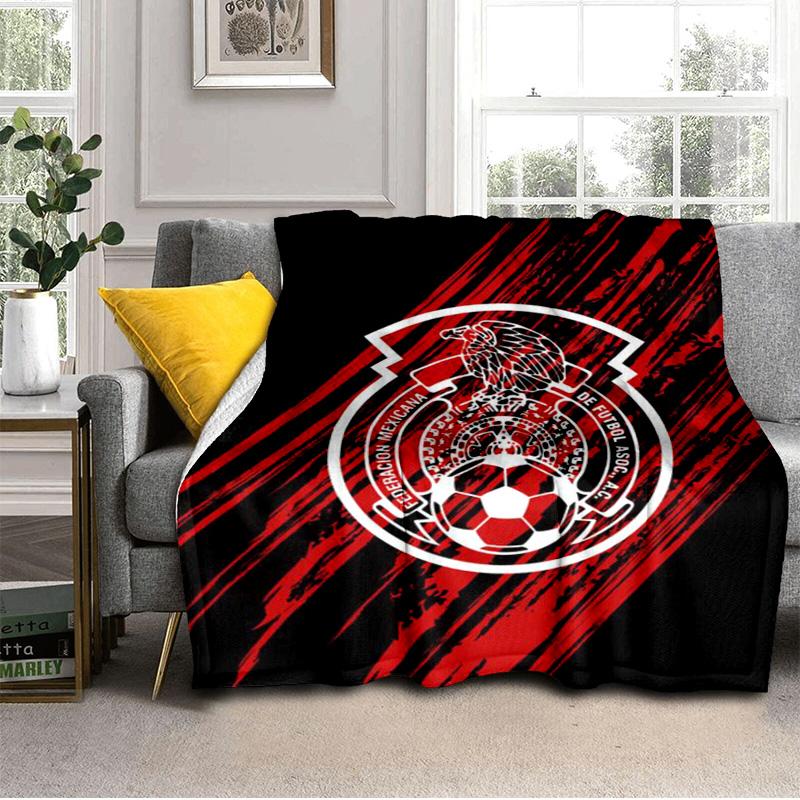 Mexico Football Team Emblem Printed Throws Blanket Soft Flannel Blankets for Couch Bed Gifts for Men Women Picnic Blanket Christmas Gifts
