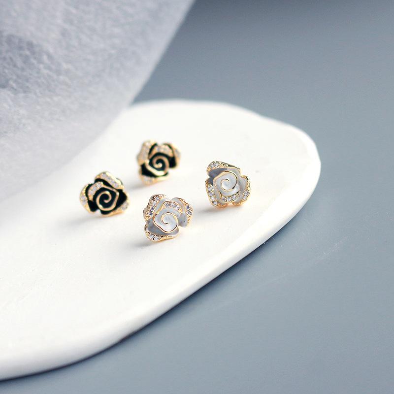 

Серьги-гвоздики «Камелия» S925, серебряные игольчатые винтажные серьги для женщин