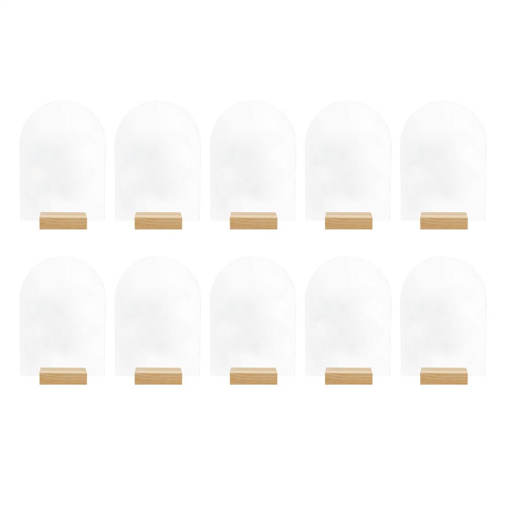 

10Pcs Acrylic Arch Sign Blank 5x7 Inches Arched Round Top Clear Sheet With Wooden Base For Wedding Decoration Home Cafe