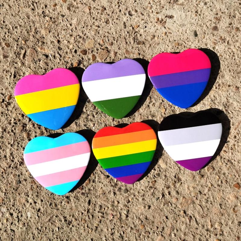 Tinplate Couples Lapel Pin Colorful Heart Shaped Punk Romantic Goth Halloween Enamel Badges Brooches Pins for Backpacks
