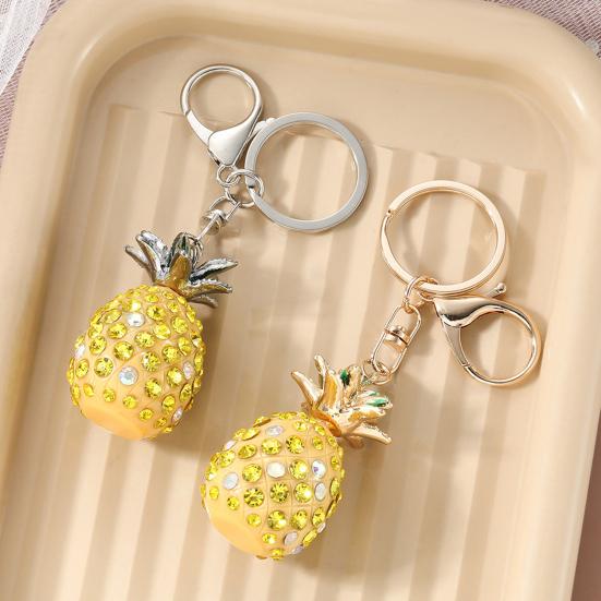Schlüsselanhänger Anhänger Funkelnde Strasssteine Eingelegt Dreidimensionales Ananas Design Schlüsselkette Leichtes Auto Tasche Zubehör
