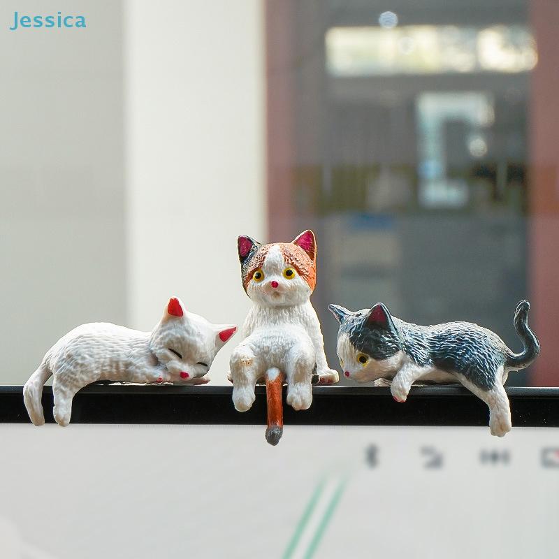 5Pcs Cute Cat Figurines - Adorable Cat Car Dashboard Ornaments (Lyingsitting Poses) For Car Interior Decor Desk Decoration