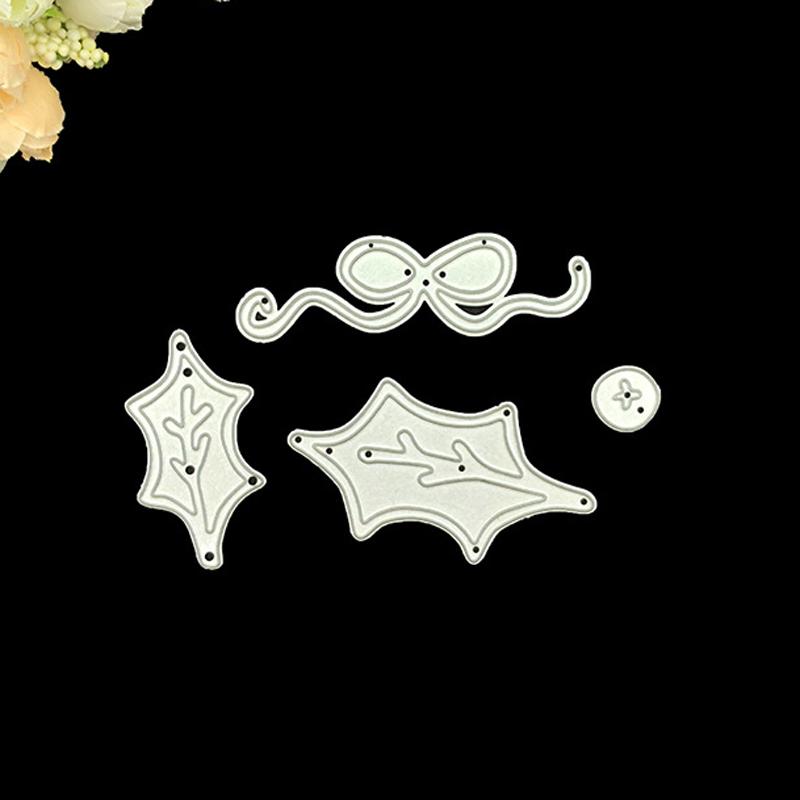 Cartoon Leaf and Bow Rope Design Style Metal Cutting Dies DIY Scrapbooking Embossing Stencil Paper Craft Album Template