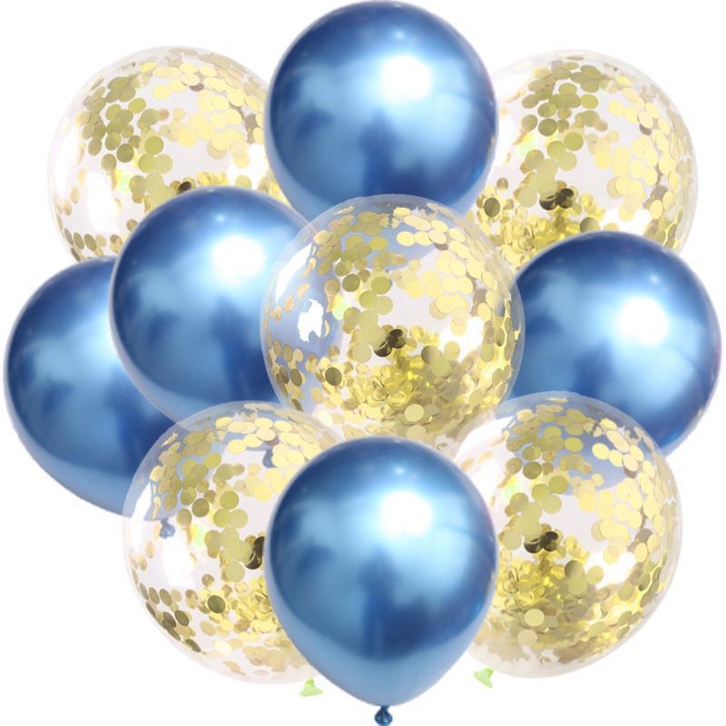 Birthday & Ceremony Decoration Balloon Set: Metallic Sequins, Table & Ground Floating Balloons.