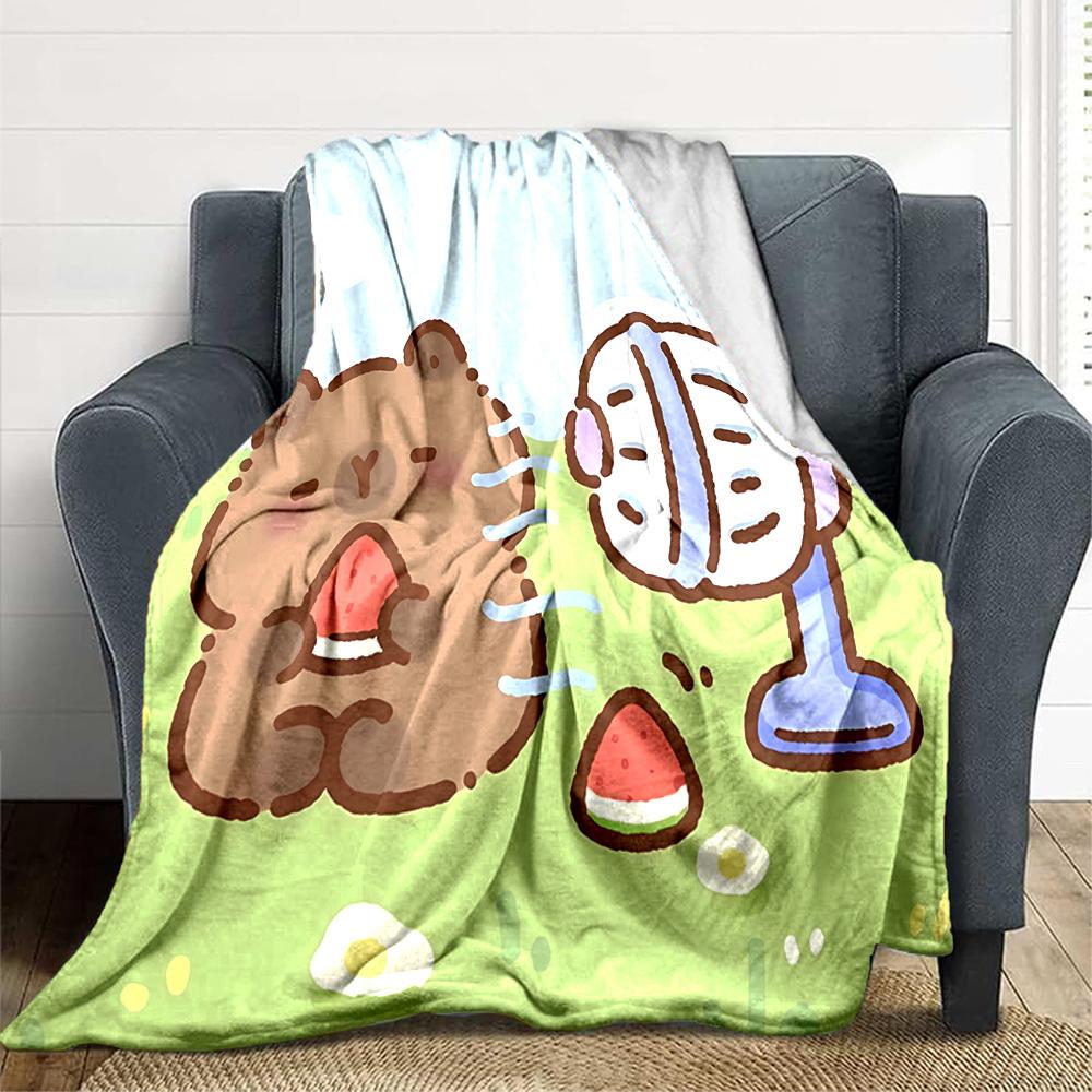 1pc Cartoon Capybara Blanket Lightweight Blanket Throw Blanket For Sofa, Bed, Travel, Camping, Livingroom, Office, Couch, Chair yy251010101 100x150cm