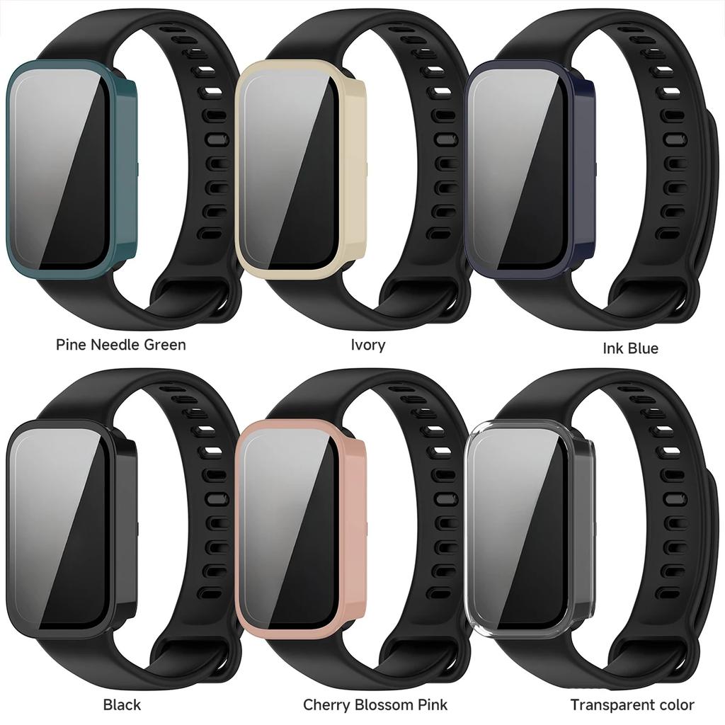 Tempered Glass+Case for Xiaomi Smart Band 9 Active Anti-scratch Screen Protector Bumper Protective Cover for Xiaomi Redmi Band 3