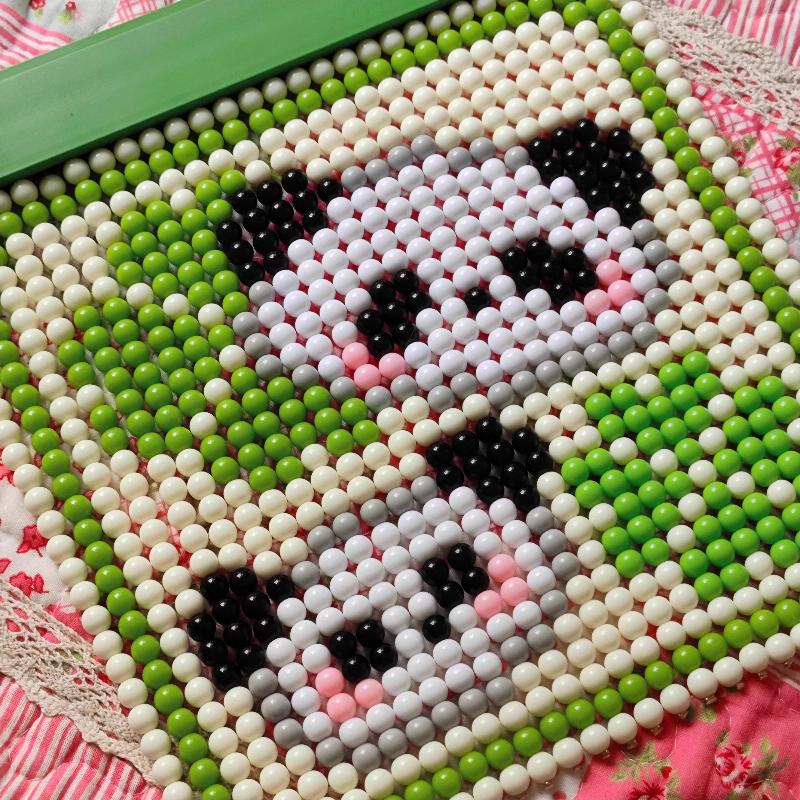 Vintage Caramel Pudding Pattern Bead Mini Curtain Decorative Crafts Kawaii Sushi Beaded Painting for Girls Room Decor INS Style