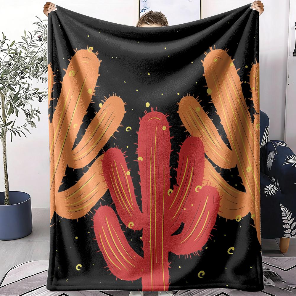 Cactus Throw Soft Flannel AC Blanket Lightweight Summer Nap Throw Cozy Blanket for Sofa Bed Travel Home