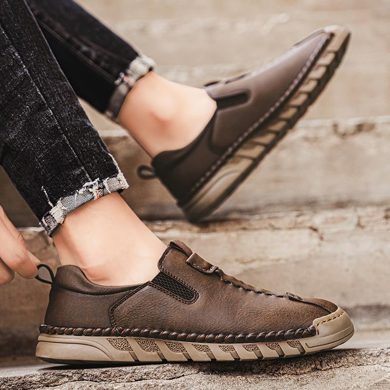 Men's Leather Casual Shoes Handmade Loafers Large Size Men's Genuine Leather Shoes Slip On Shoes