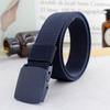Men'S And Women'S Plastic Automatic Buckle Canvas Belt, Metal-Free Anti-Allergic Military Training Wide Jeans Belt