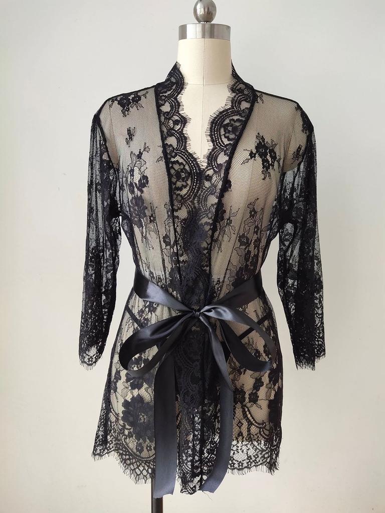 Lace Nightgowns Sleepwear Transparent Pajamas Negligee Open Crotch Sleepdress Women Robes Nightwear Sexy Underwear