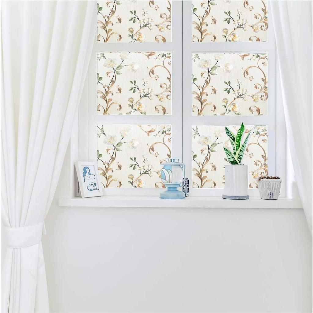 Window Privacy Film Static Cling NonAdhesive Glass Film Frosted Window Cling Anti UV Removable Heat Control Decorative Door Film